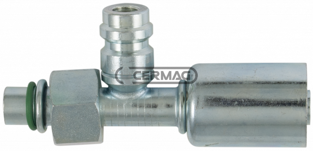 STRAIGHT FEMALE FITTING WITH: O-RING AND HIGH AND LOW PRESSURE VALVE FOR R134