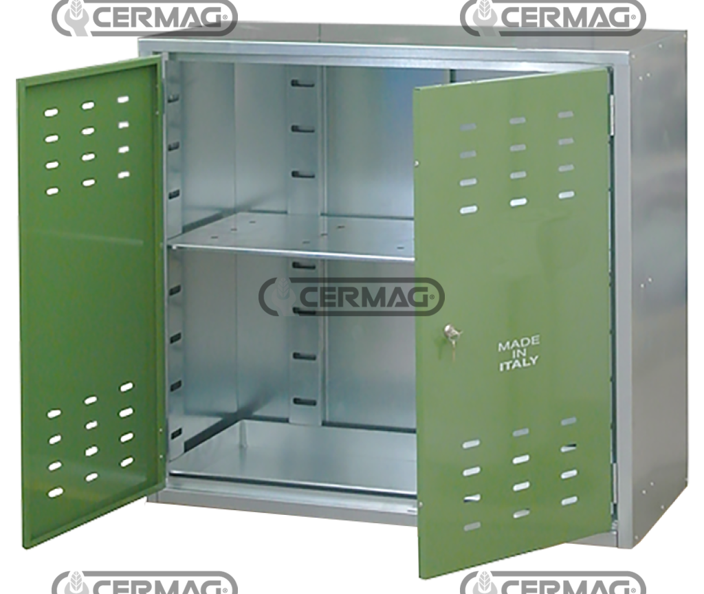 Armario contenedor para fitosanitarios con 2 estantes