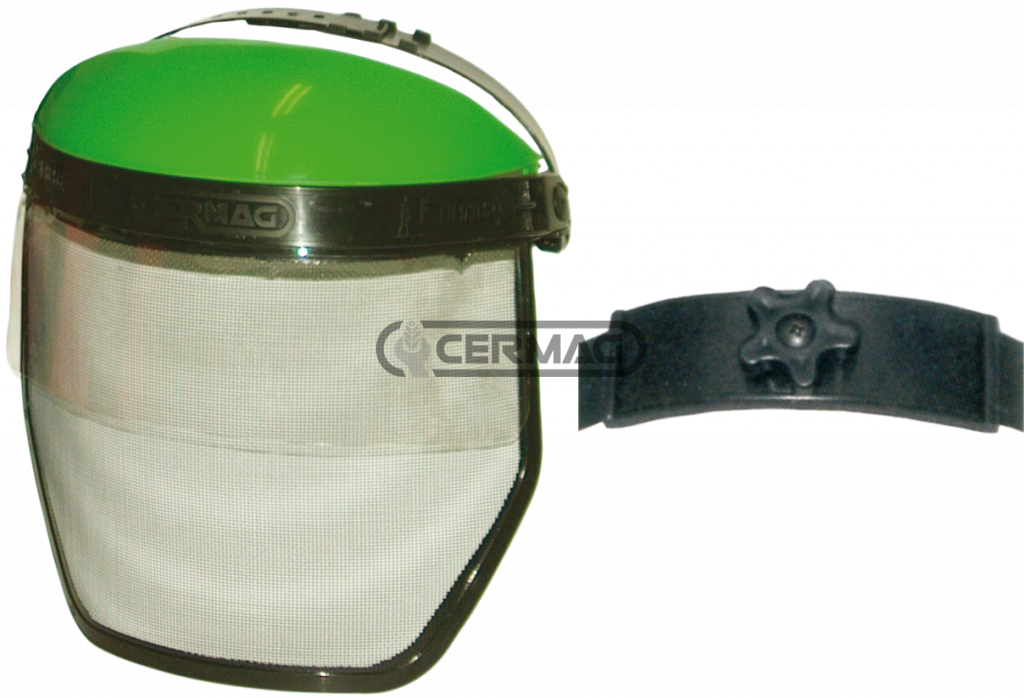  Visor in non reflecting metal gauze and polycarbonate with protective top and adjuster knob