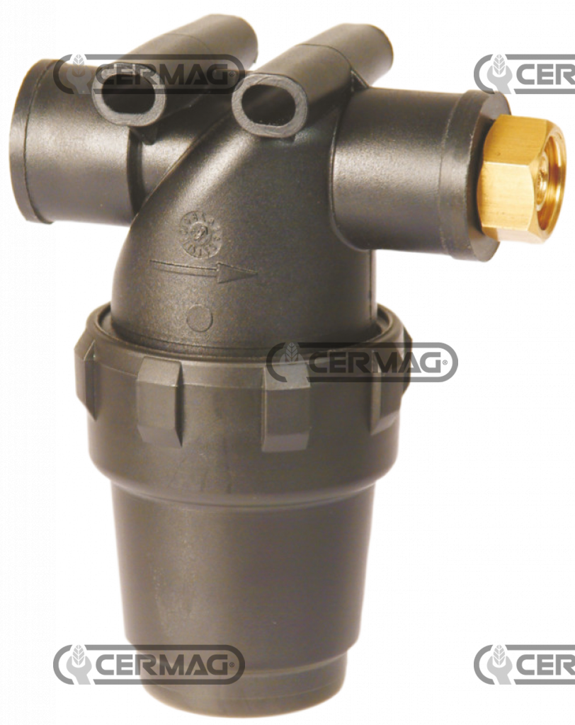 Inline filter with swivel threaded coupling