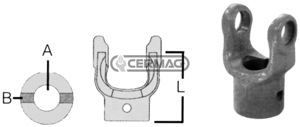 COUPLING YOKES WITH CYLINDRICAL HOLE AND PIN 18x47