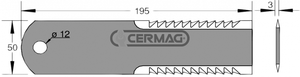 Mower toothed blade for forage cutting