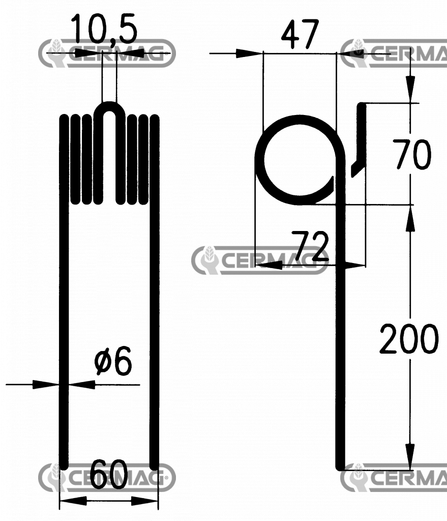 Molla per ranghinatore a cinghia/catena