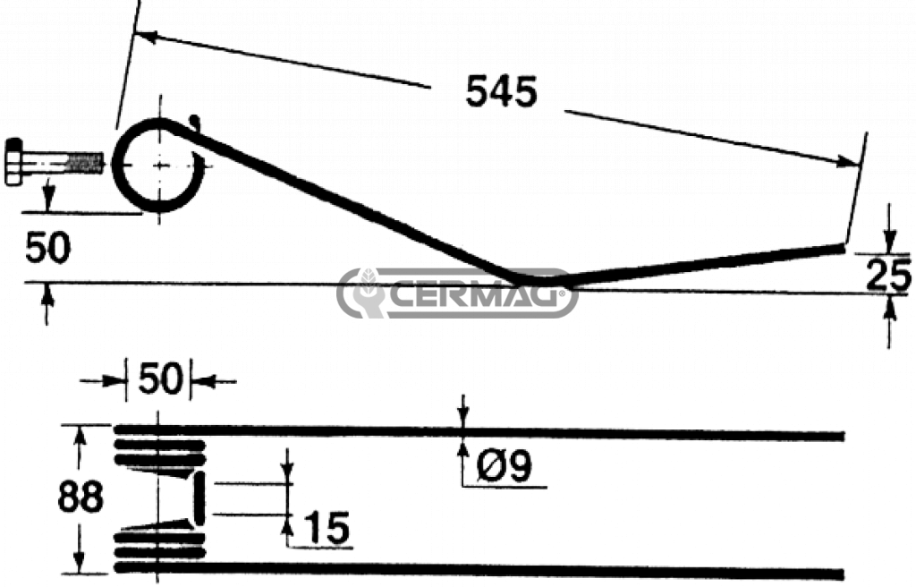 Dente a molla per giroandanatore