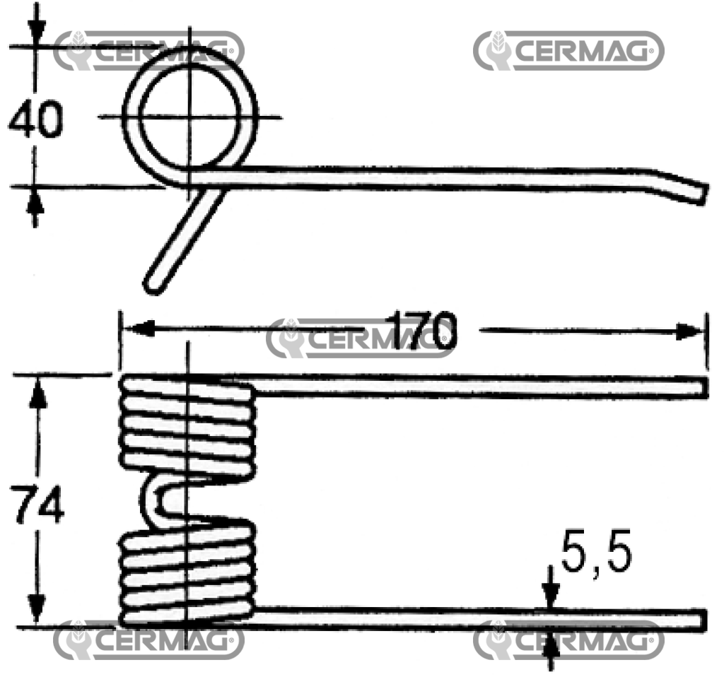 Spring for round baler