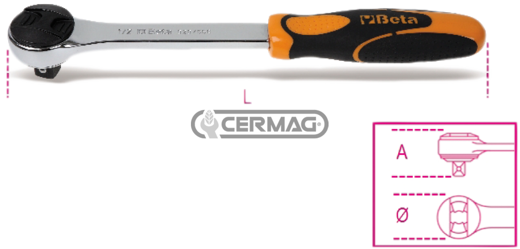 48-tooth reversible ratchet with 1/2