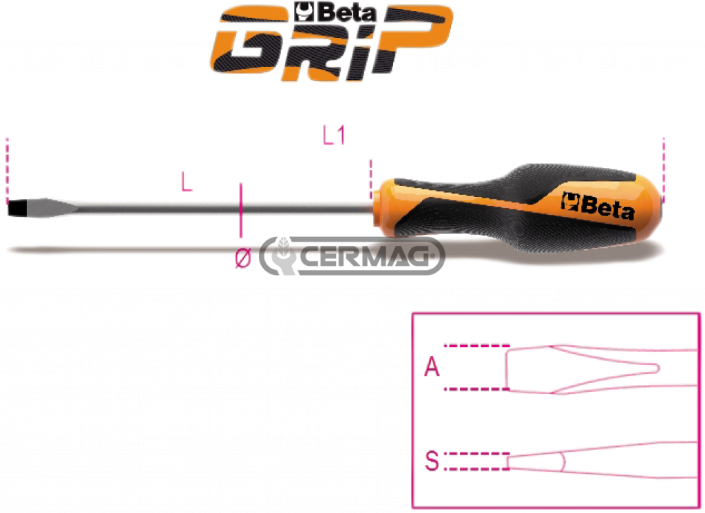 Schraubenzieher für Schrauben mit schlitzkopf - Beta GRIP