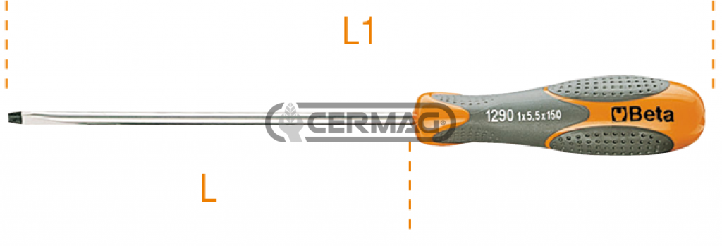 Screwdriver for slotted head screws