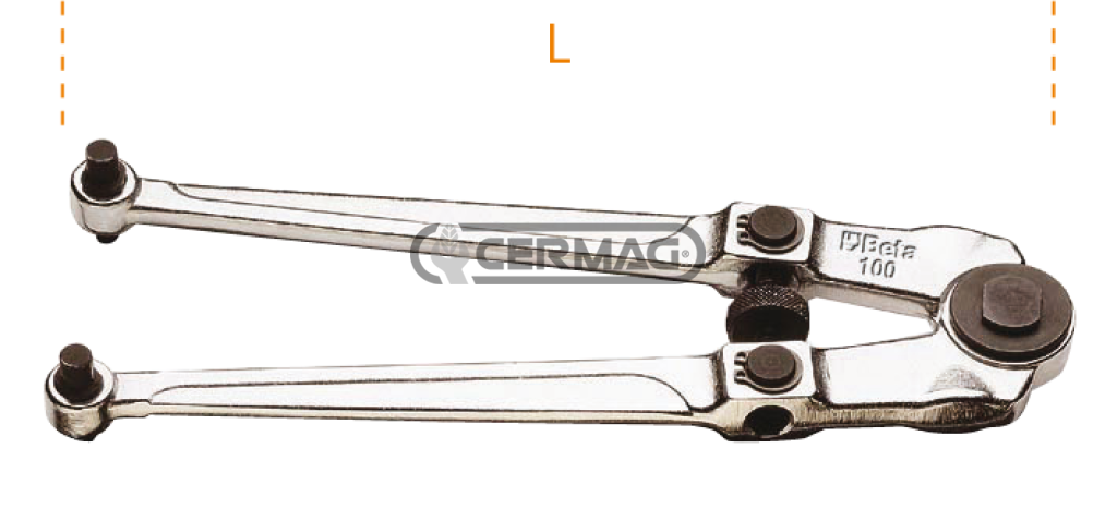 Round pin wrench for ring nuts with front holes