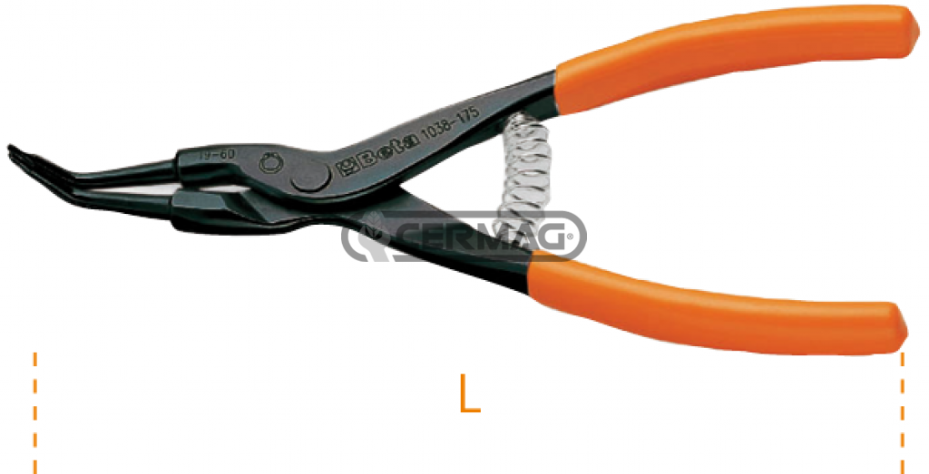 90° nose pliers for external spring rings