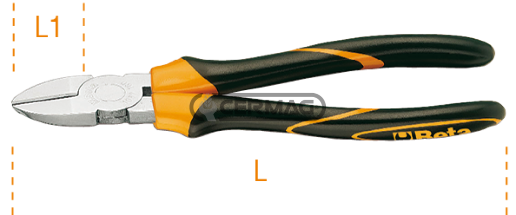 Diagonal cutting nippers, bi-material handle