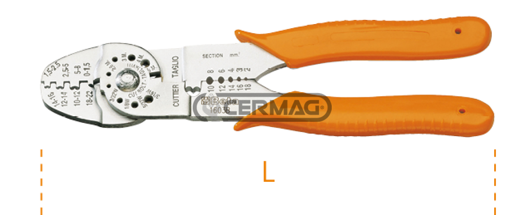 Pinza per capicorda non isolati aperti modello standard