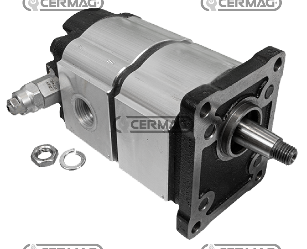 Bomba doble con válvula de secuencia para partidora de leña