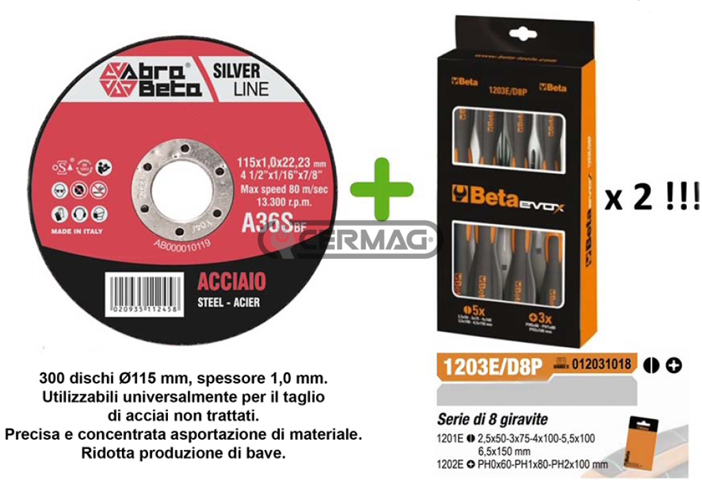 Kit 300 dischi da taglio e 2 confezioni di giraviti