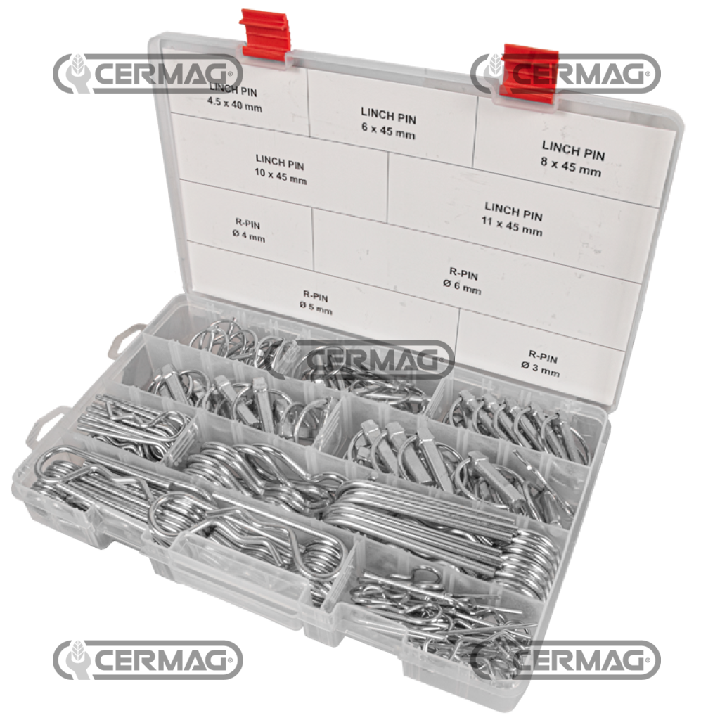 Assortment of R-clips and linch pins