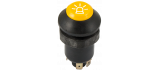 Button with rotating beacon white symbol