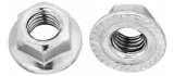 Hex nut with knurled flange